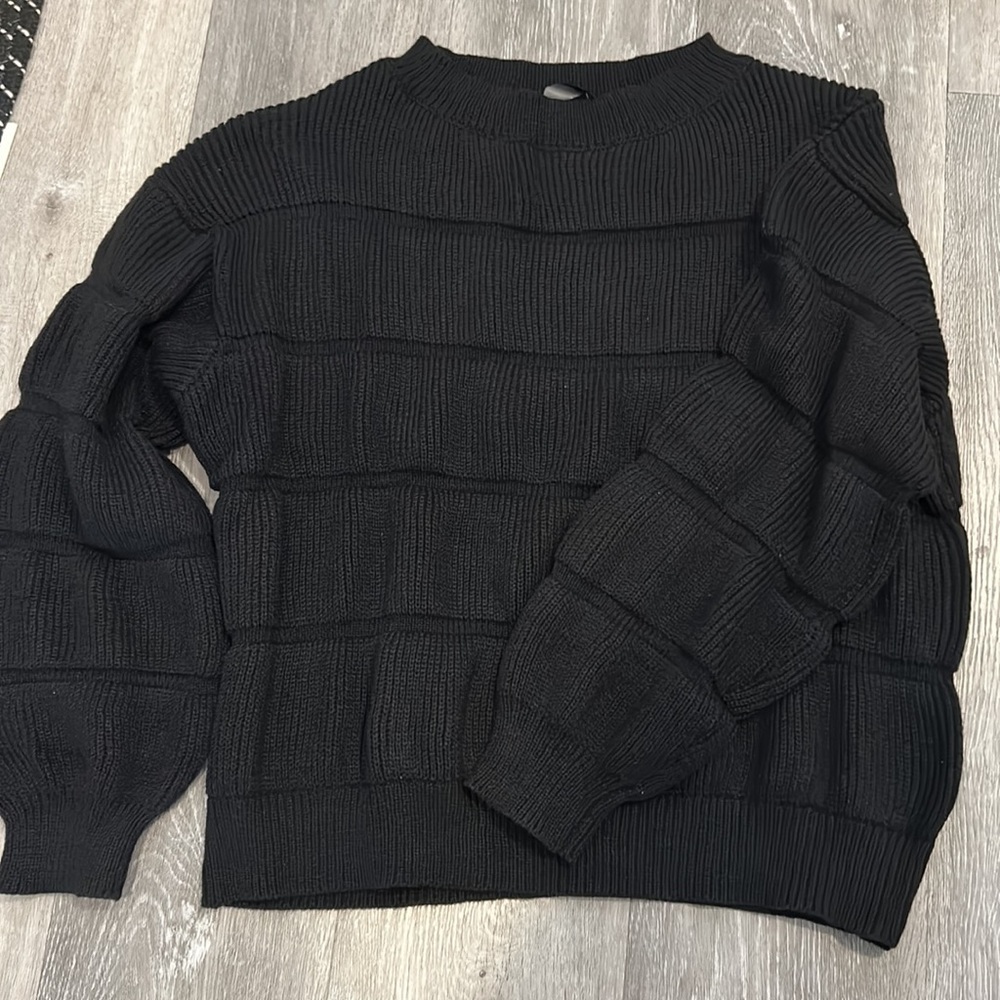 Black chunky cable knit sweater